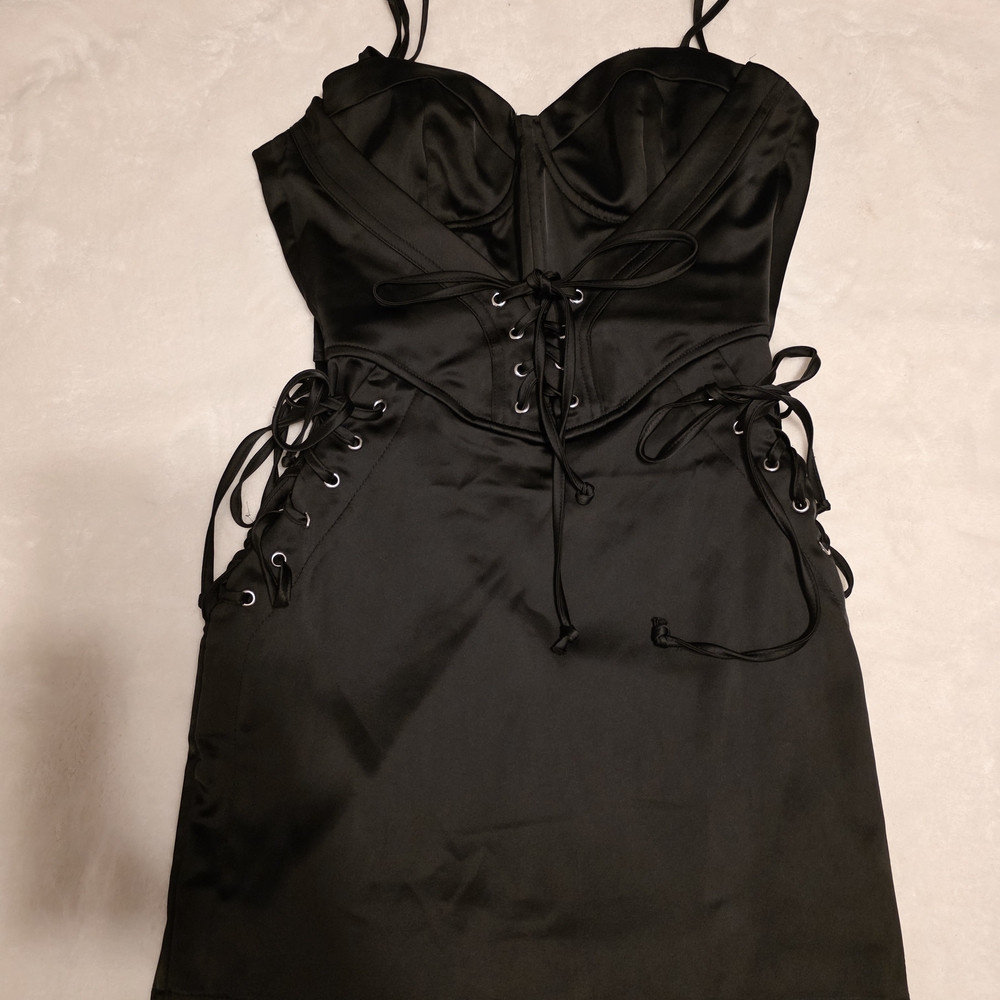 Forever 21 Black Lace-Up Mini Dress